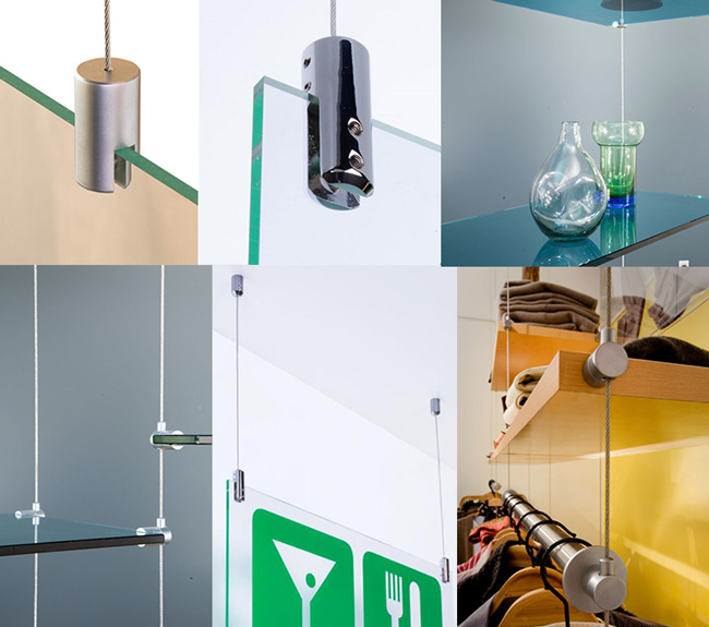 Edge Grip Cable Clamps Accessories Art Cable Hanging System For Glass